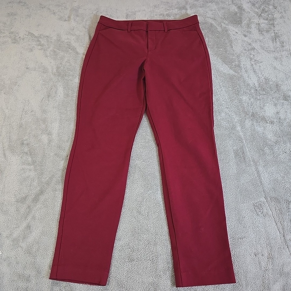 Old Navy Pants Womens 8 Maroon Pixie Cotton Stretch Flat Front Slacks Casual
